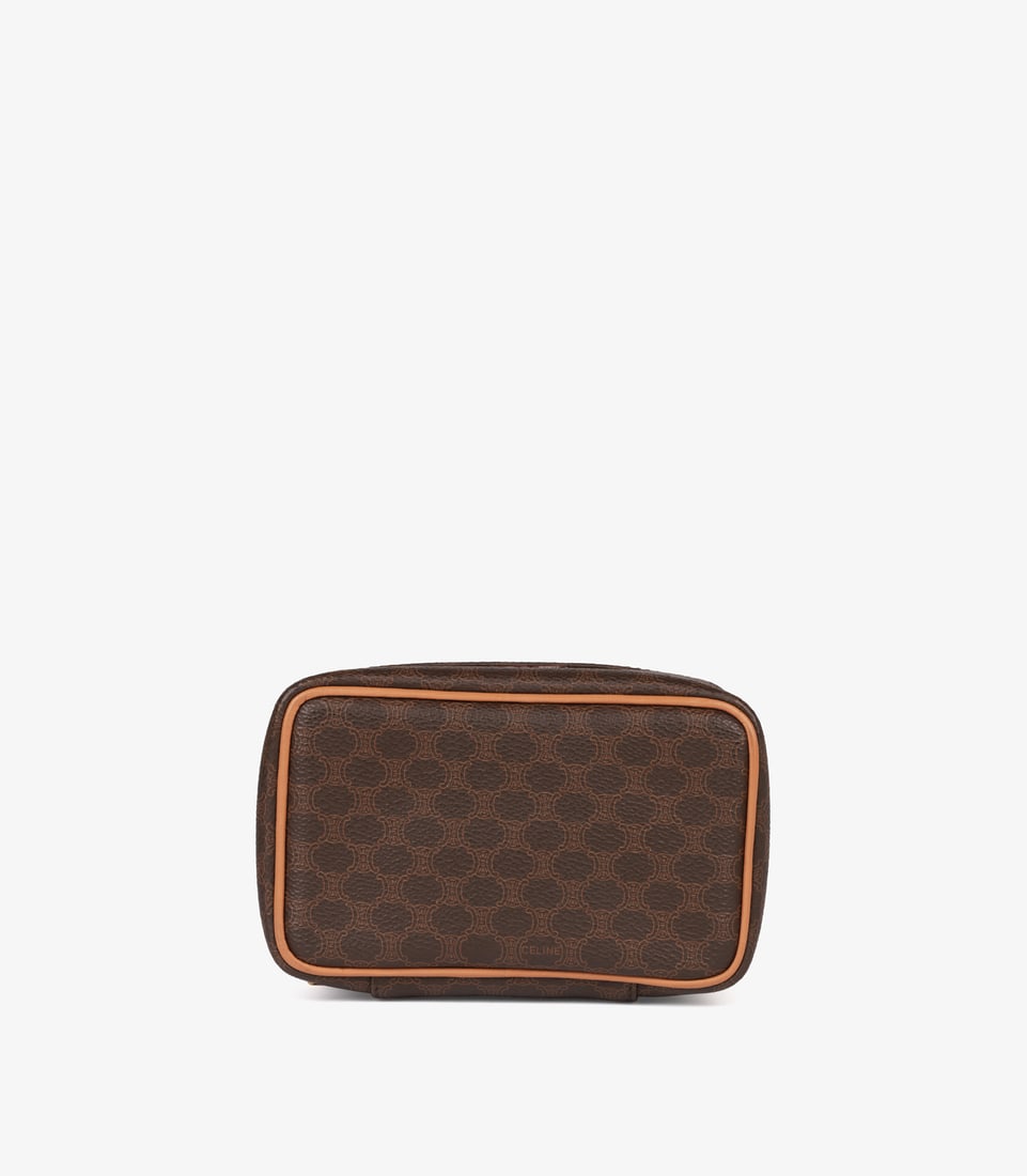 Celine Brown Macadam Monogram Coated Canvas & Calfskin Leather Vintage Top Handle Vanity Case - 7