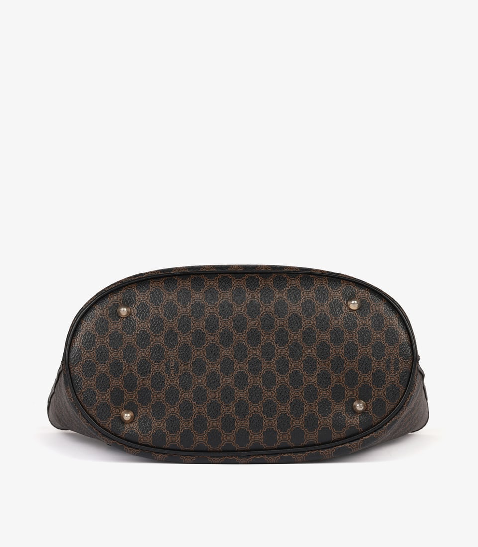 Celine Brown Macadam Monogram Coated Canvas & Black Calfskin Leather Vintage Bucket Bag - 7