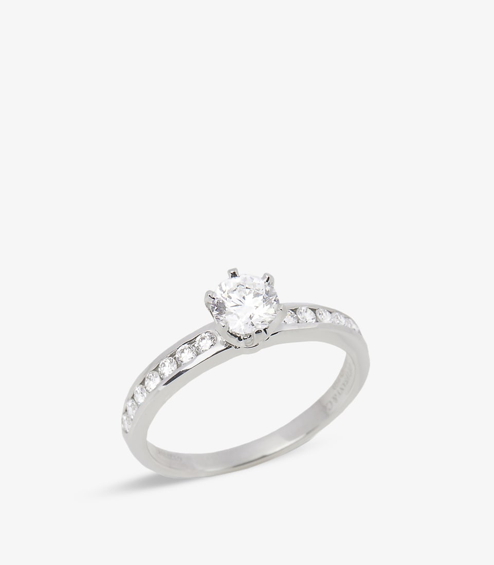 Tiffany & Co. Brilliant Cut 0.47ct with Diamond Shoulder Platinum Tiffany Setting Ring (1 of 9)
