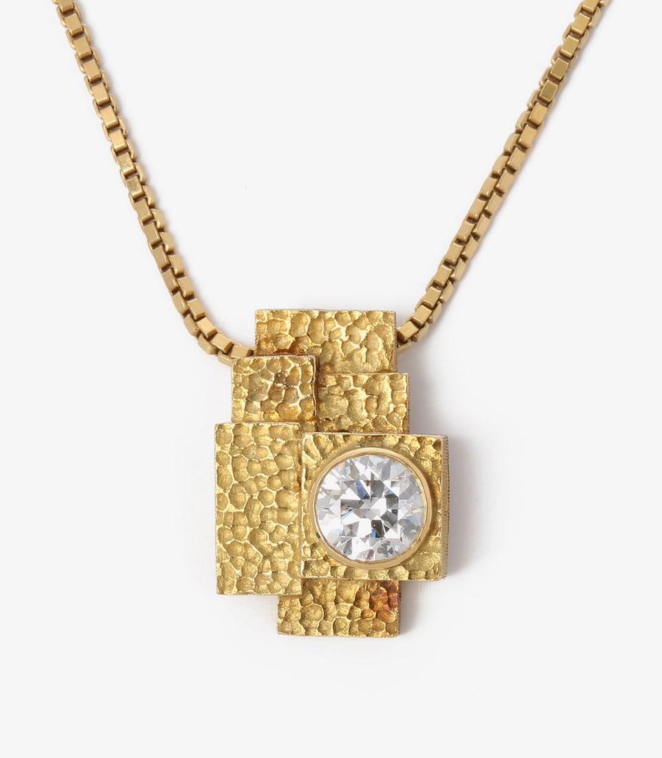 Grima 2.18ct Brilliant Cut Diamond 18ct Yellow Gold Vintage Bespoke Pendant (1 of 14)