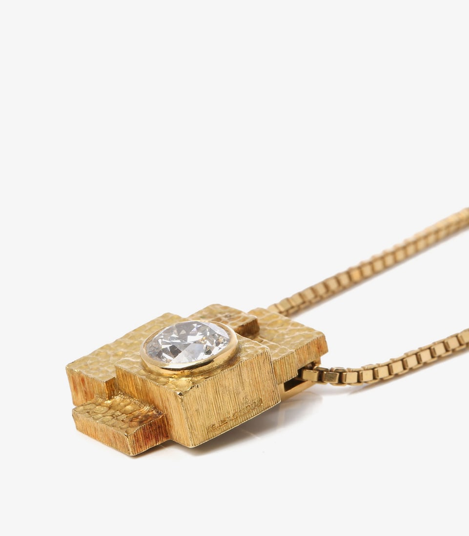 Grima 2.18ct Brilliant Cut Diamond 18ct Yellow Gold Vintage Bespoke Pendant - 5