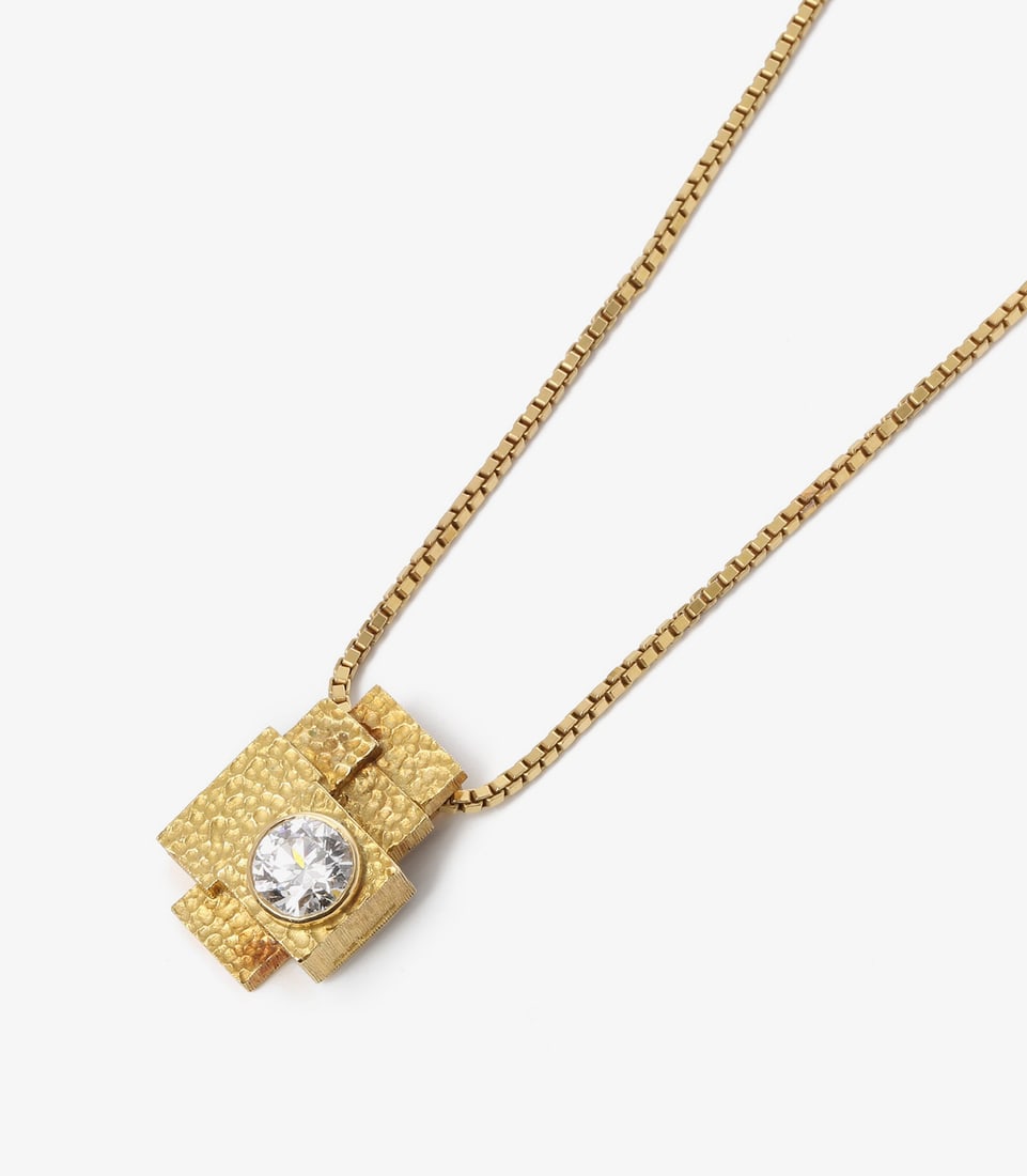 Grima 2.18ct Brilliant Cut Diamond 18ct Yellow Gold Vintage Bespoke Pendant - 6