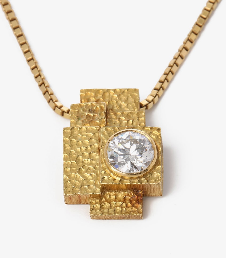 Grima 2.18ct Brilliant Cut Diamond 18ct Yellow Gold Vintage Bespoke Pendant - 7