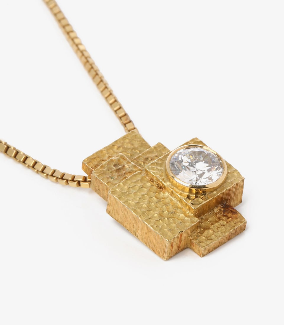 Grima 2.18ct Brilliant Cut Diamond 18ct Yellow Gold Vintage Bespoke Pendant - 8
