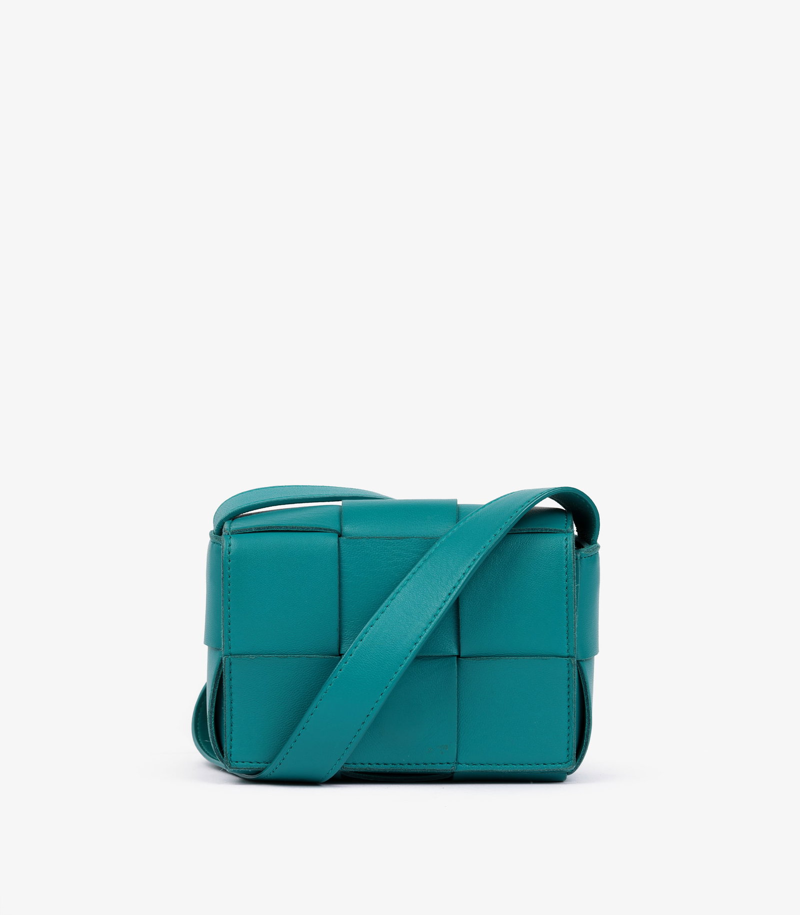 Bottega Veneta Teal Maxi Intrecciato Woven Calfskin Leather Candy Cassette (1 of 9)