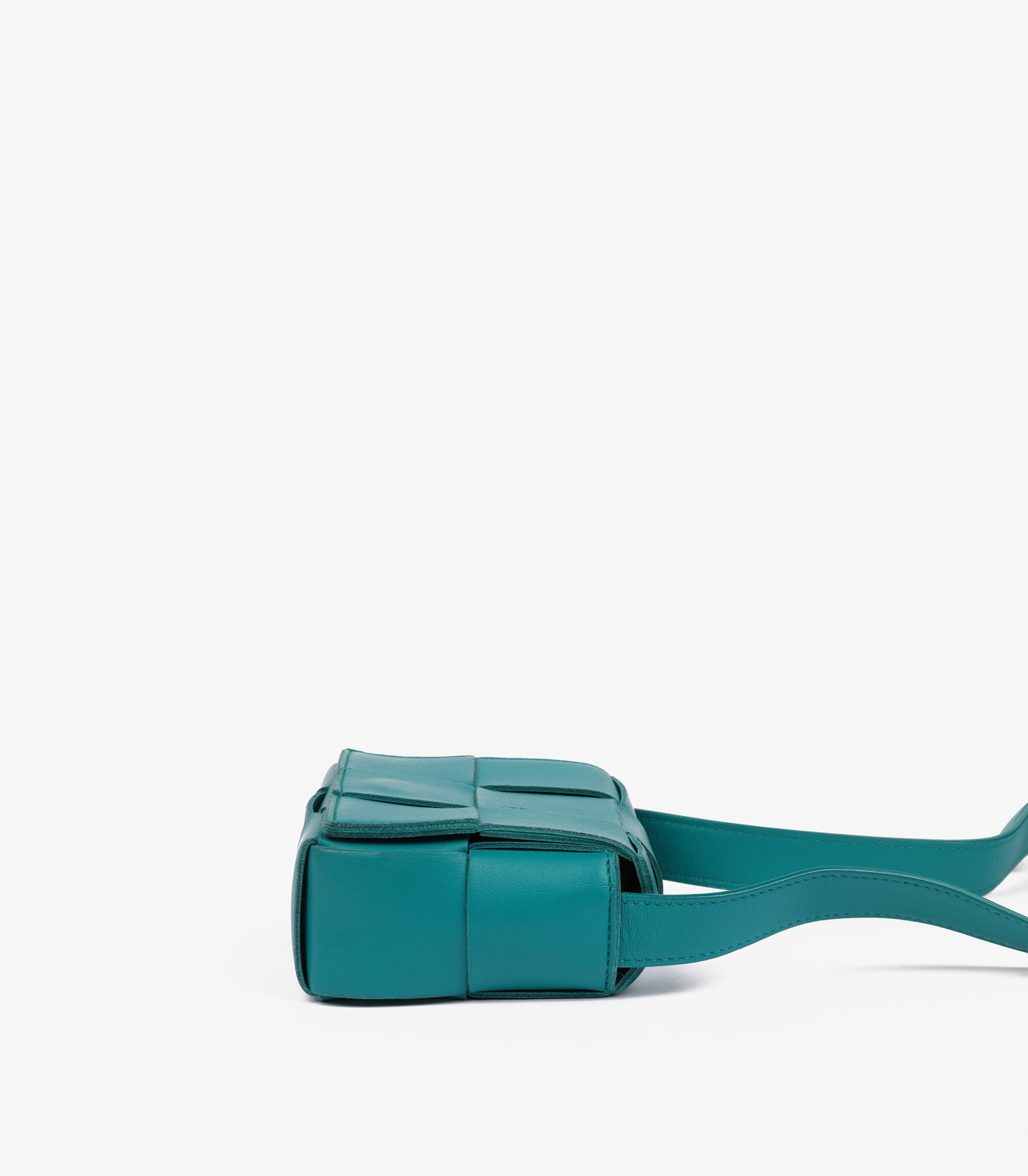 Bottega Veneta Teal Maxi Intrecciato Woven Calfskin Leather Candy Cassette - 3
