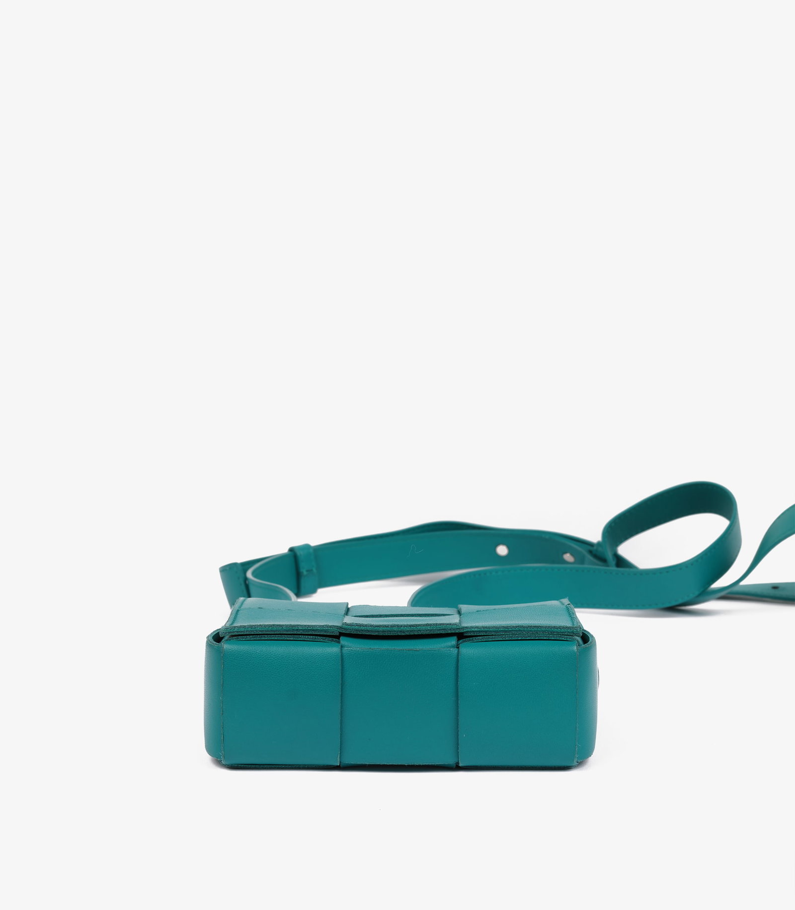 Bottega Veneta Teal Maxi Intrecciato Woven Calfskin Leather Candy Cassette - 6