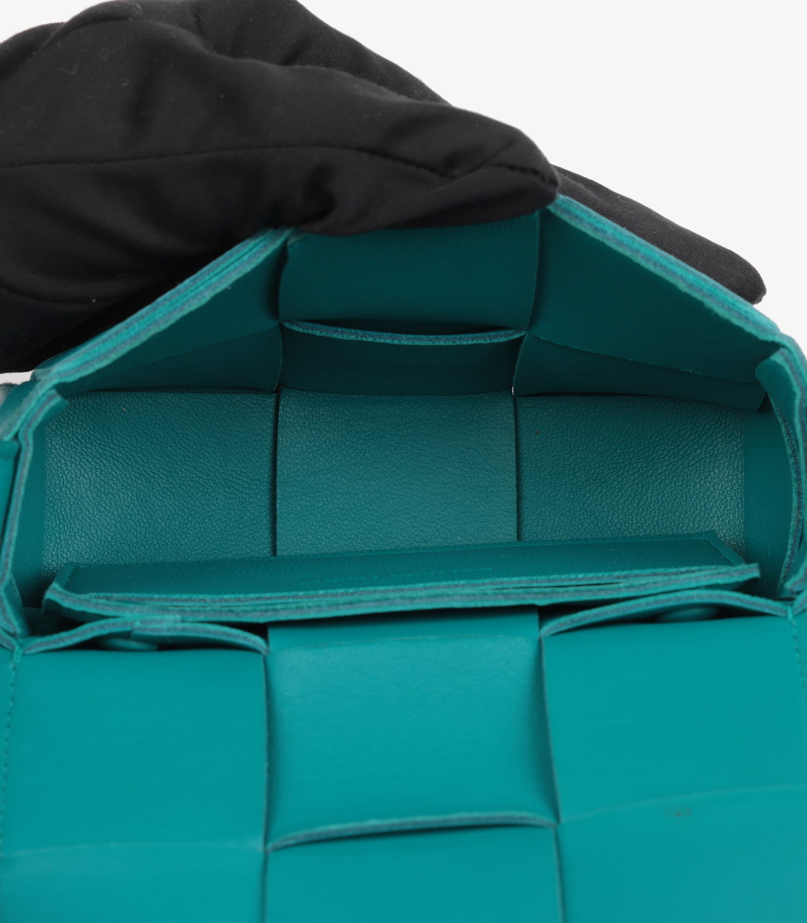 Bottega Veneta Teal Maxi Intrecciato Woven Calfskin Leather Candy Cassette - 7