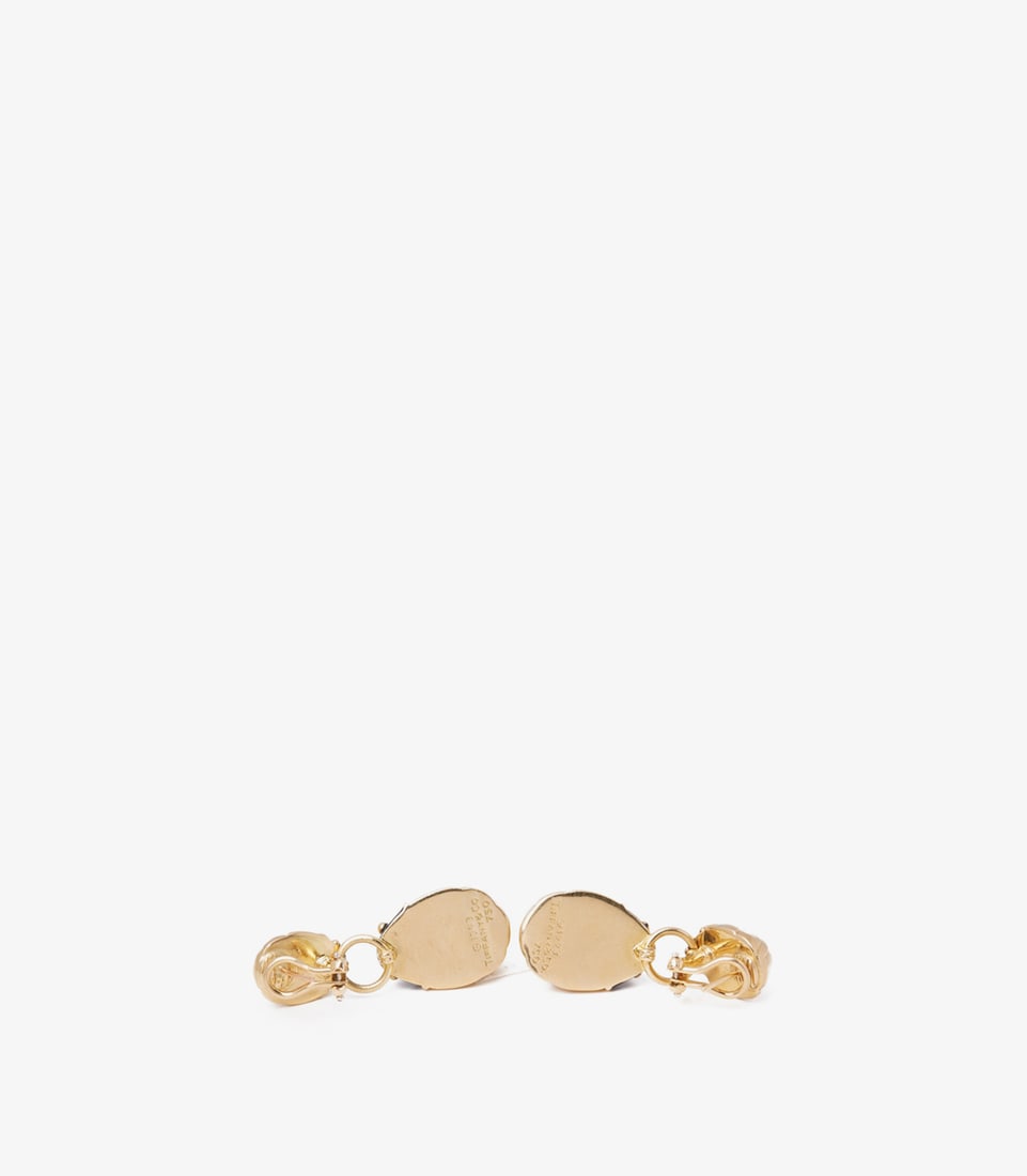 Tiffany & Co. Enamel 18ct Yellow Gold Scarab Beetle Design Earrings - 4