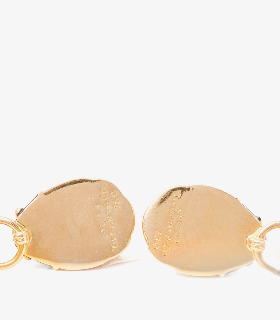 Tiffany & Co. Enamel 18ct Yellow Gold Scarab Beetle Design Earrings - 7