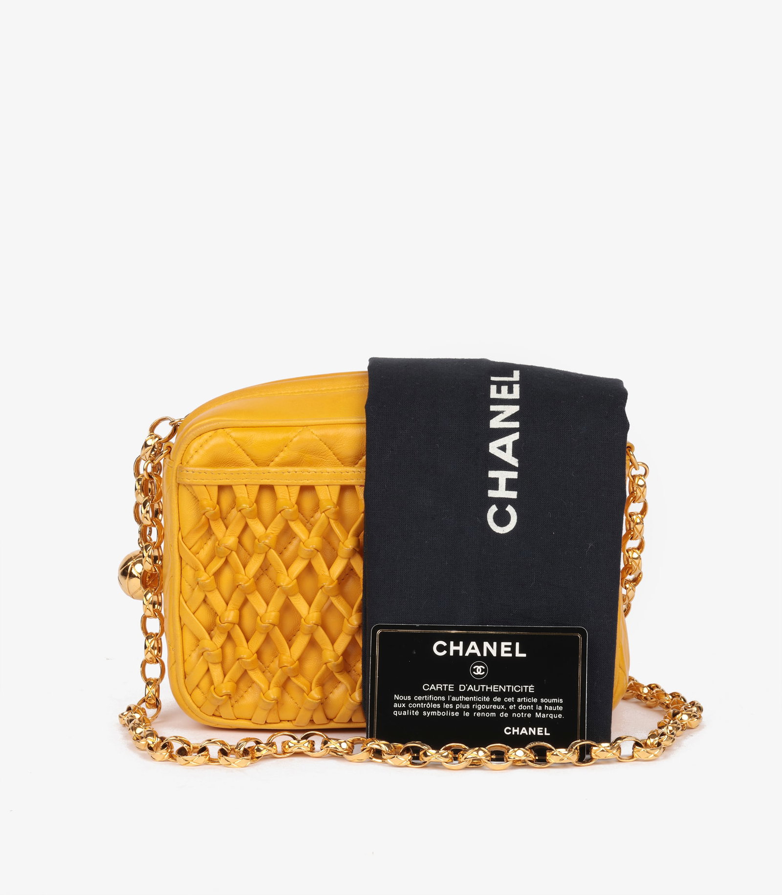 Chanel Yellow Quilted Lambskin Vintage Mini Camera Bag - 12