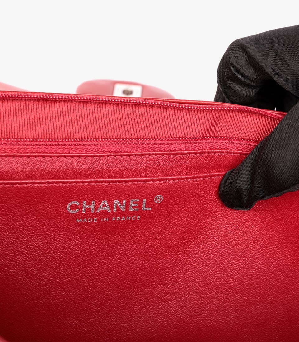 Chanel Red Quilted Lambskin Maxi Classic Single Flap Bag - 10