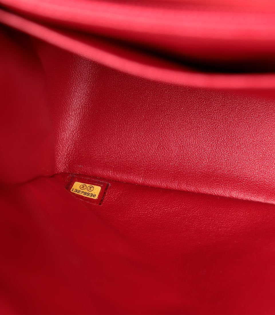 Chanel Red Quilted Lambskin Maxi Classic Single Flap Bag - 11