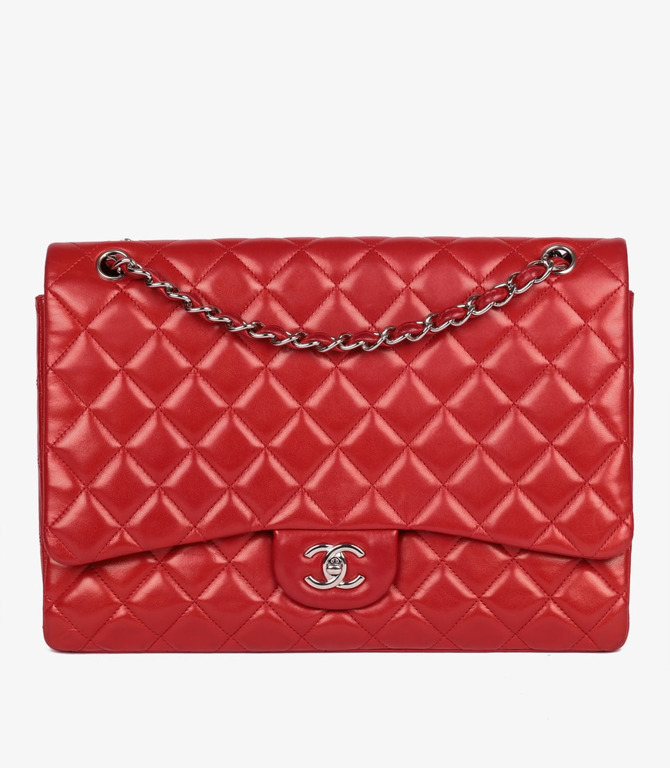 Chanel Red Quilted Lambskin Maxi Classic Single Flap Bag (1 of 13)