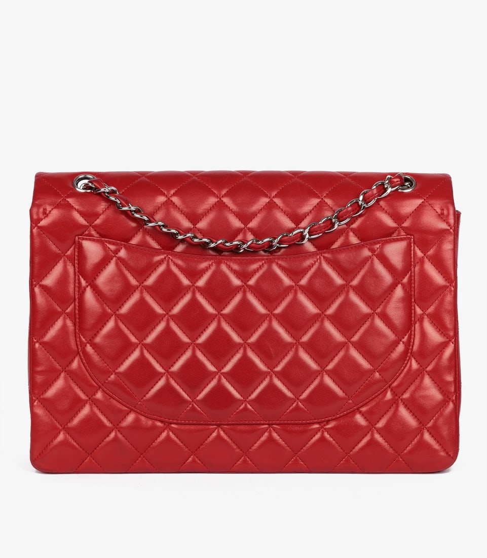 Chanel Red Quilted Lambskin Maxi Classic Single Flap Bag - 6