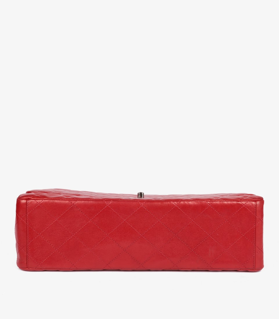Chanel Red Quilted Lambskin Maxi Classic Single Flap Bag - 7