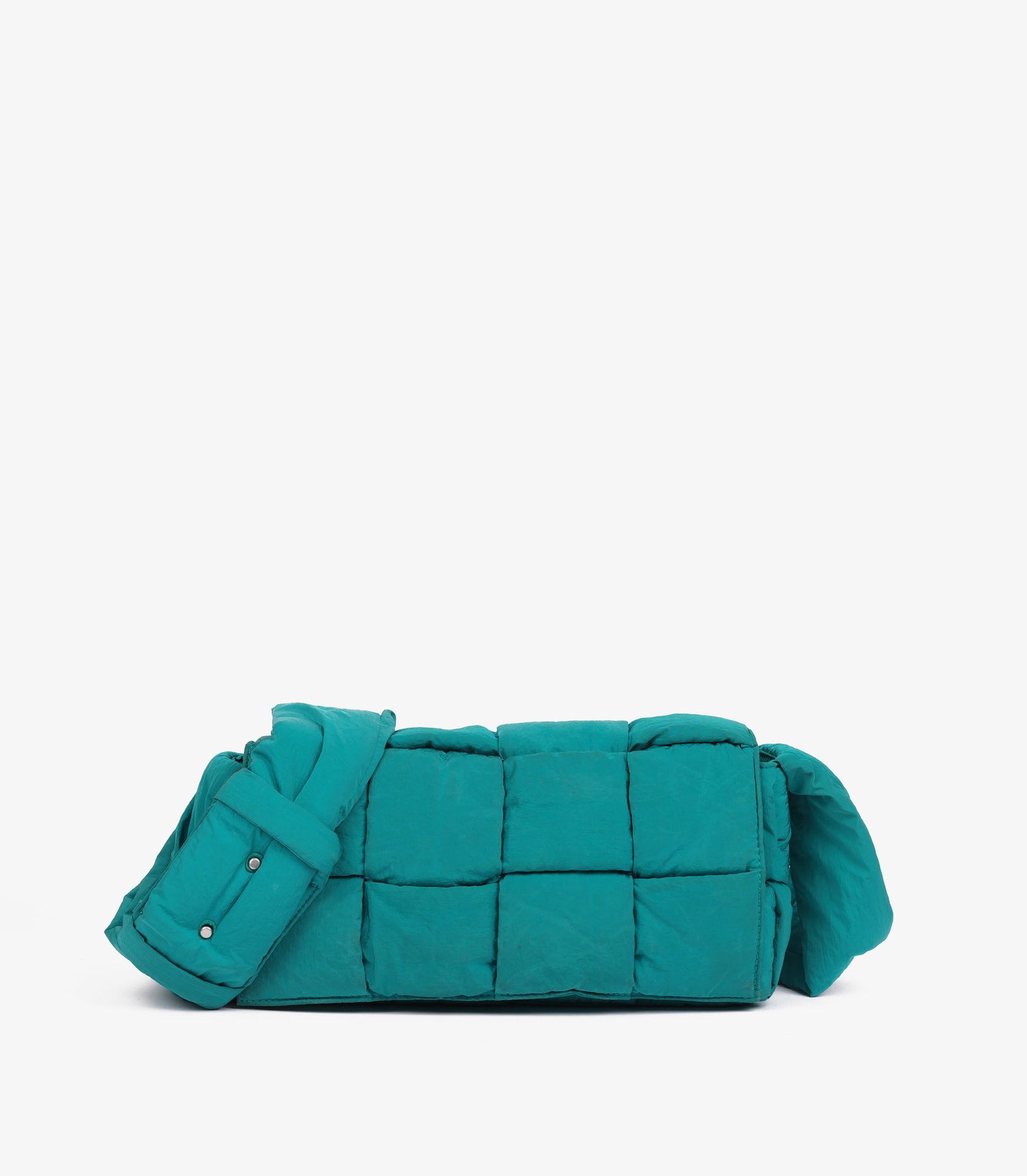 Bottega Veneta Turquoise Woven Nylon Padded Tech Cassette with Pouch (1 of 11)