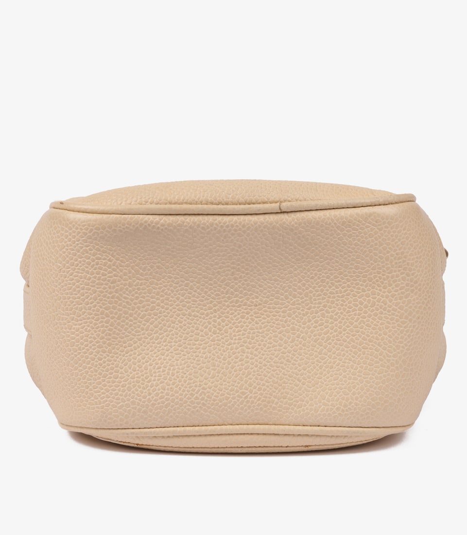Chanel Beige Caviar Leather Vintage XL Classic Single Flap Bag - 7