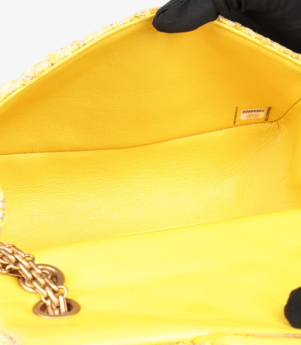 Chanel Canary Yellow Tweed Fabric 224 2.55 Reissue Double Flap Bag - 10