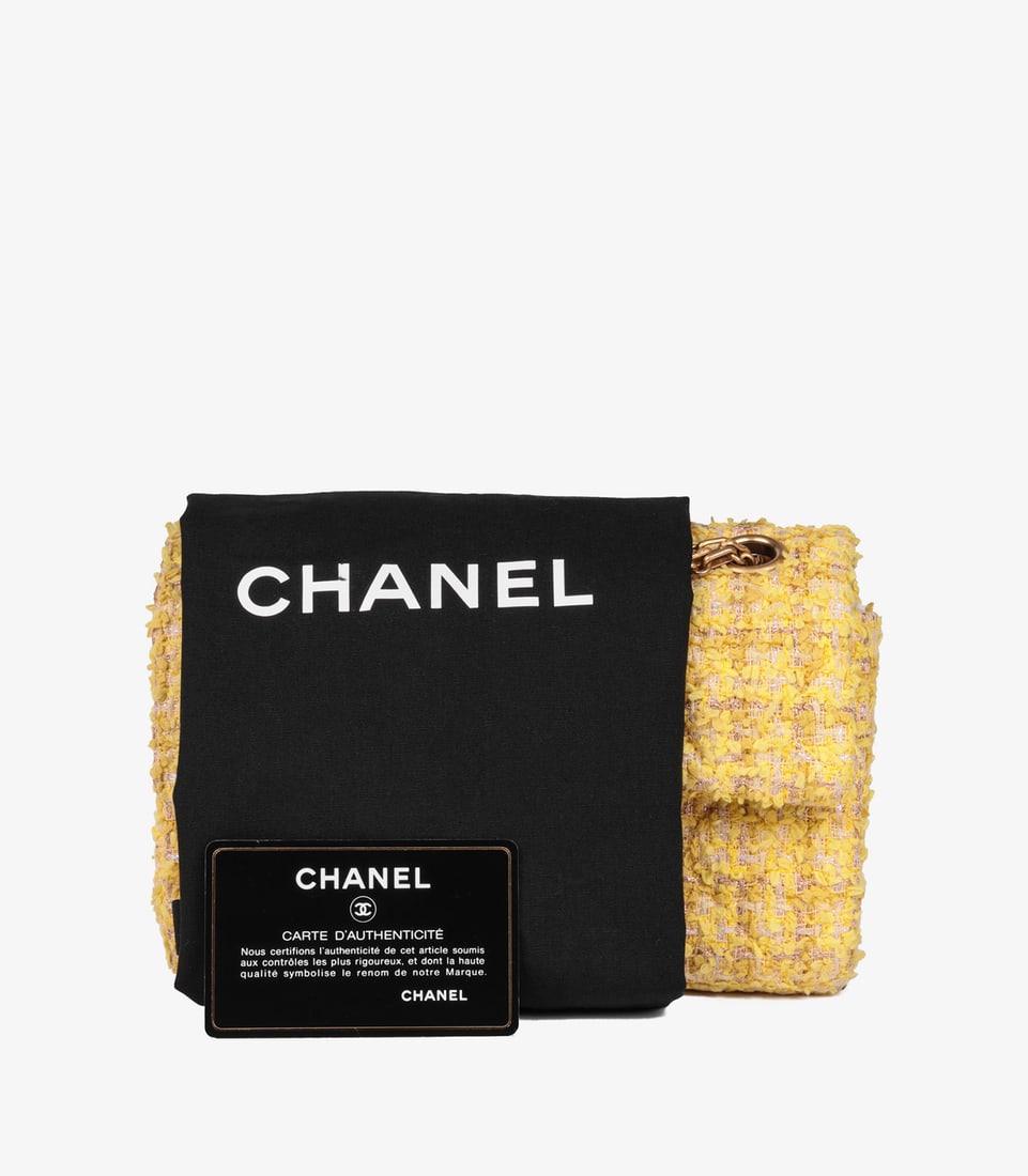 Chanel Canary Yellow Tweed Fabric 224 2.55 Reissue Double Flap Bag - 13