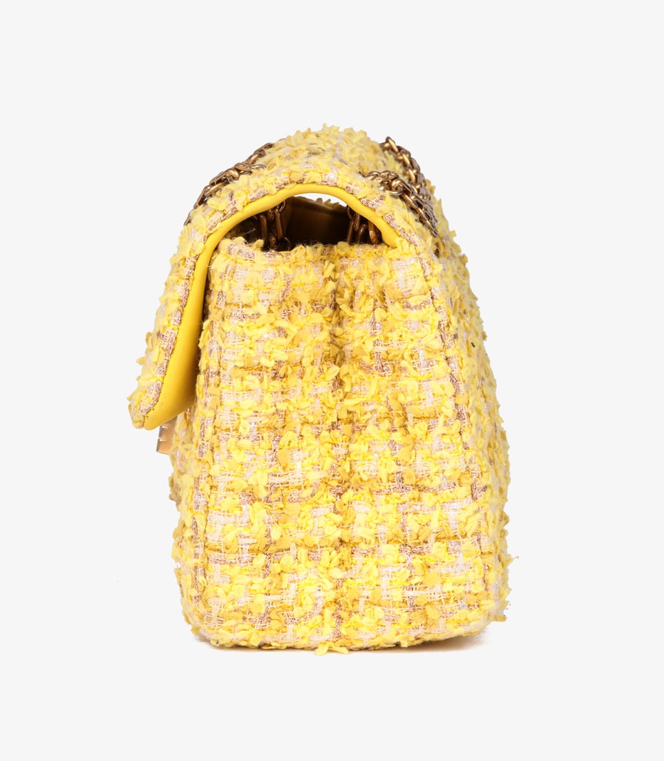 Chanel Canary Yellow Tweed Fabric 224 2.55 Reissue Double Flap Bag - 4