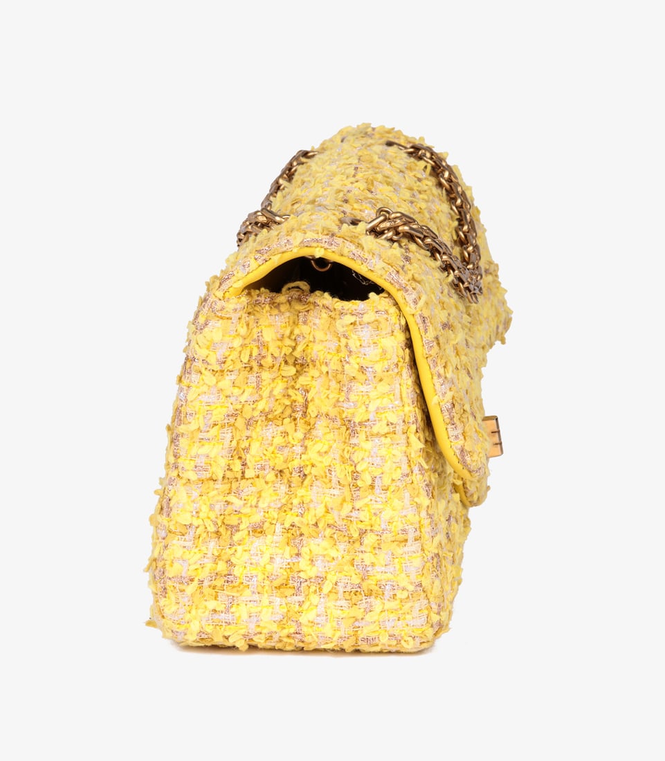 Chanel Canary Yellow Tweed Fabric 224 2.55 Reissue Double Flap Bag - 5