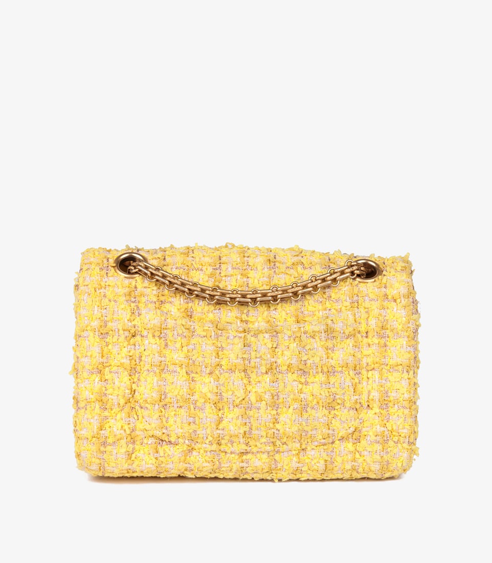 Chanel Canary Yellow Tweed Fabric 224 2.55 Reissue Double Flap Bag - 6