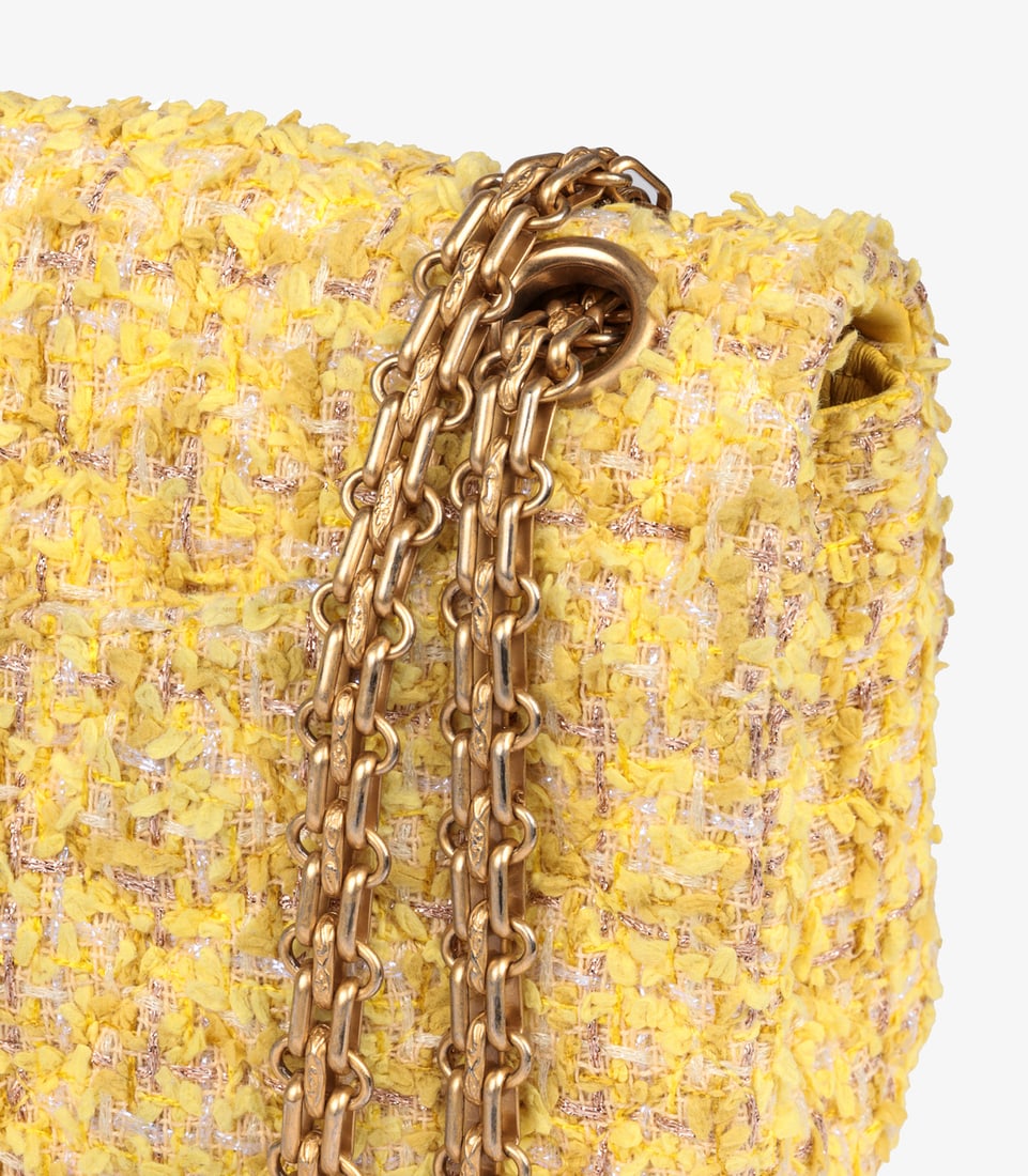 Chanel Canary Yellow Tweed Fabric 224 2.55 Reissue Double Flap Bag - 9