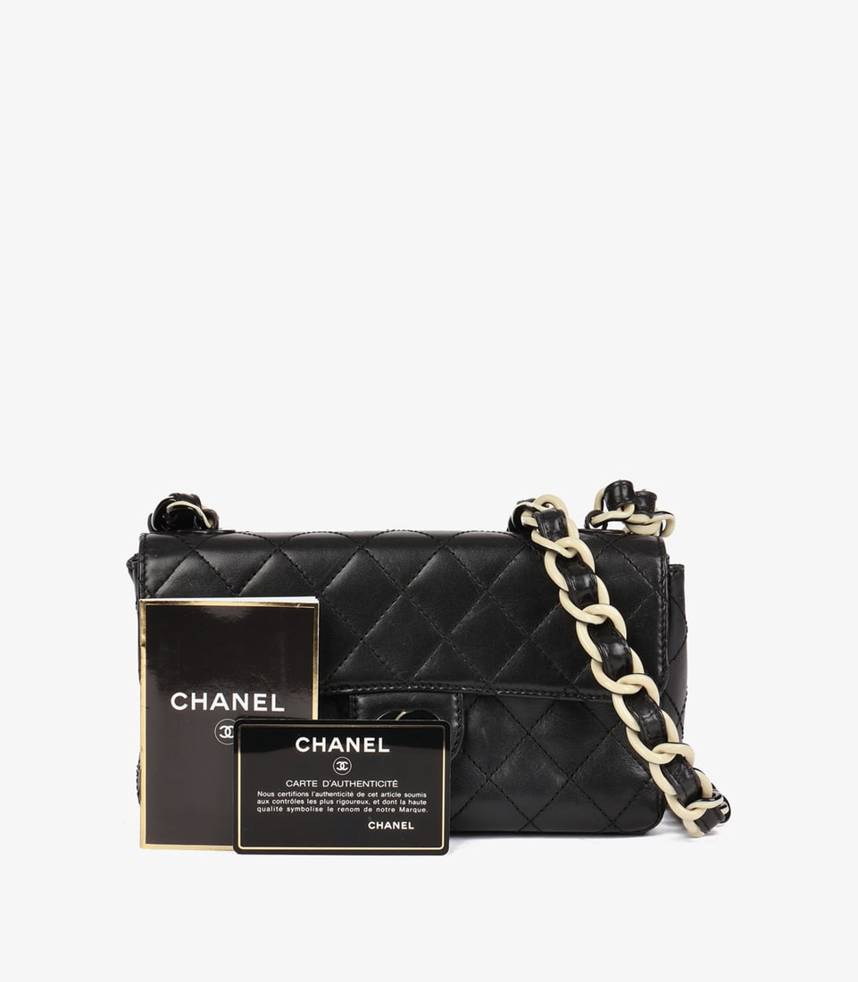 Chanel Black Quilted Lambskin Vintage Mini Classic Single Flap Bag - 13