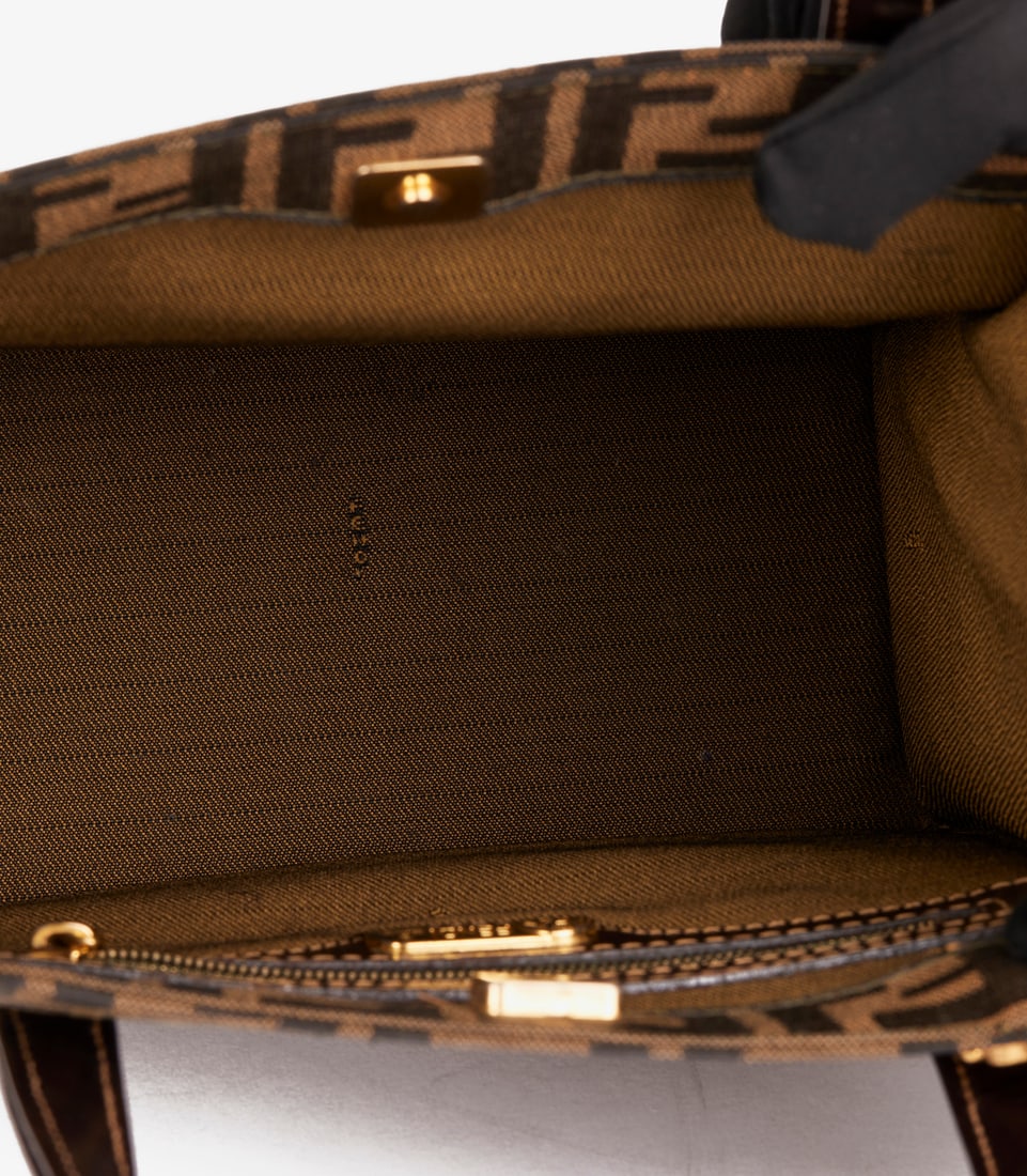 Fendi Brown Zucca Canvas & Calfskin Leather Vintage Shoulder Tote - 12