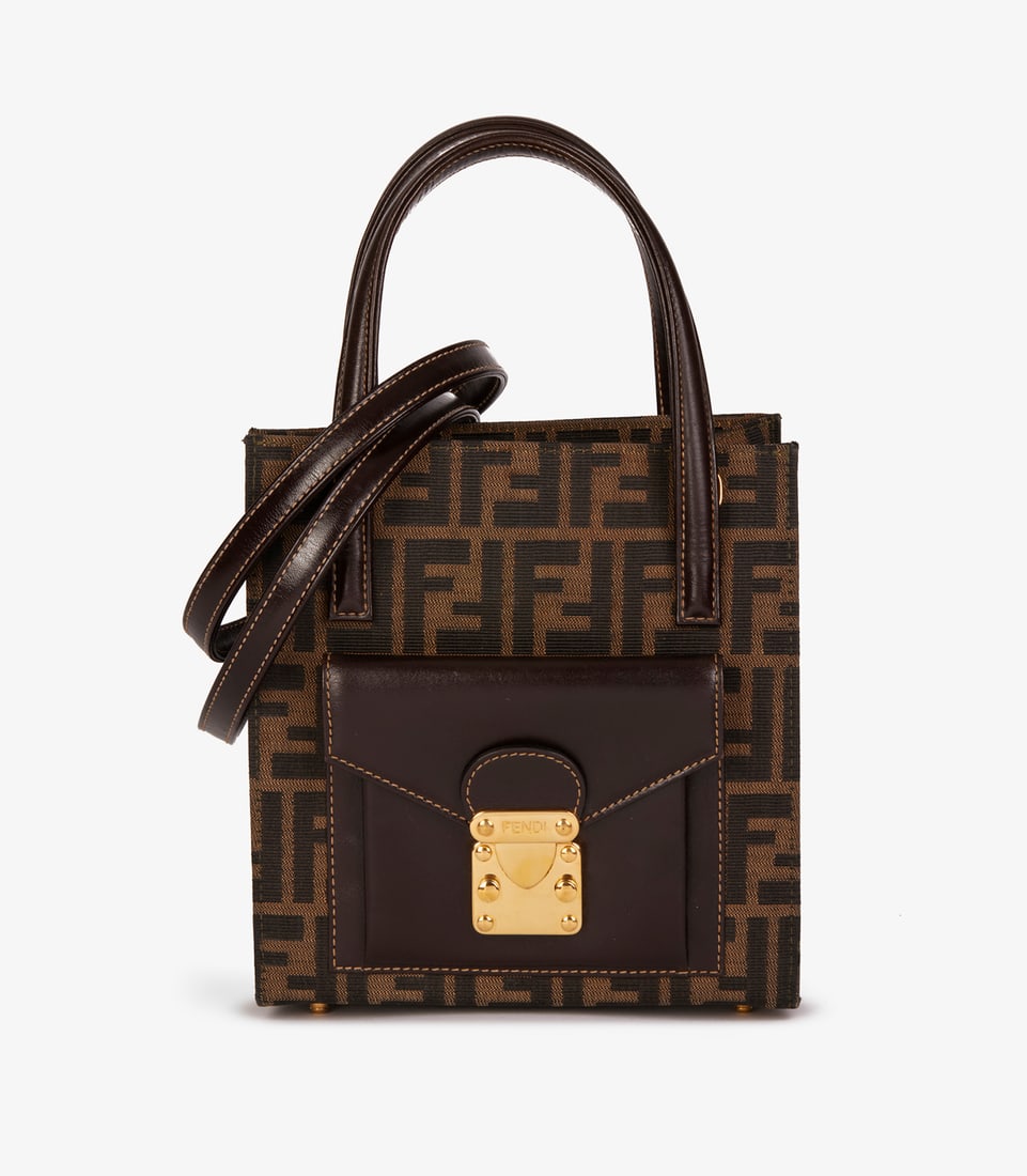 Fendi Brown Zucca Canvas & Calfskin Leather Vintage Shoulder Tote (1 of 12)