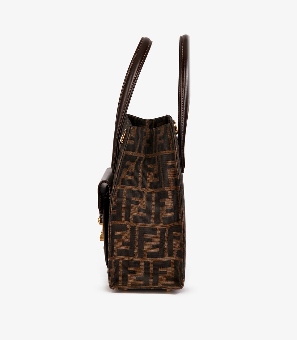 Fendi Brown Zucca Canvas & Calfskin Leather Vintage Shoulder Tote - 5