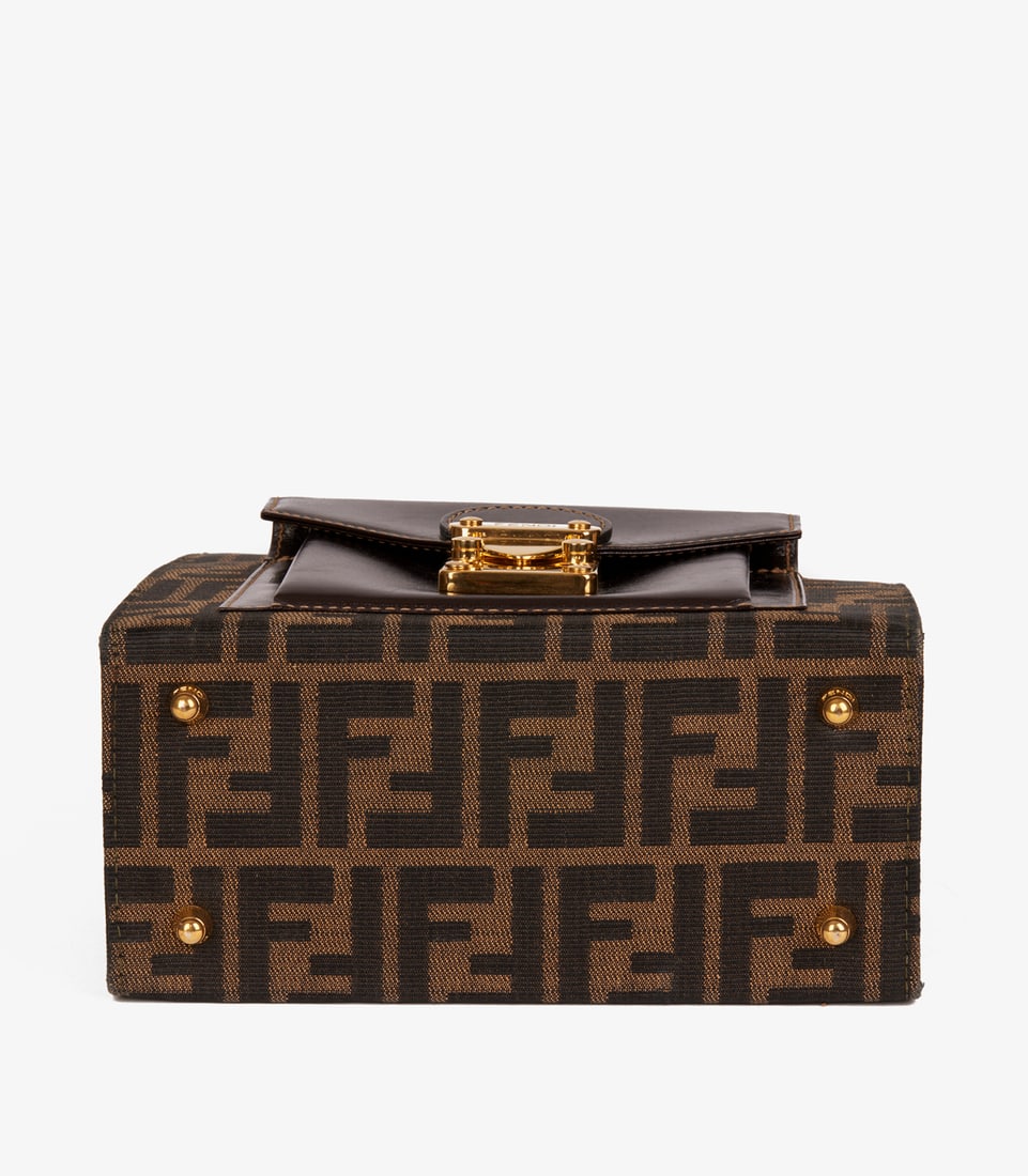 Fendi Brown Zucca Canvas & Calfskin Leather Vintage Shoulder Tote - 7