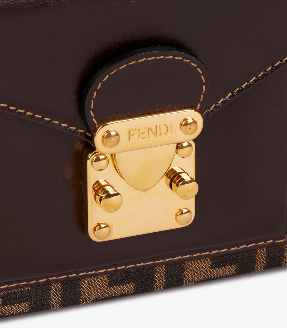 Fendi Brown Zucca Canvas & Calfskin Leather Vintage Shoulder Tote - 9