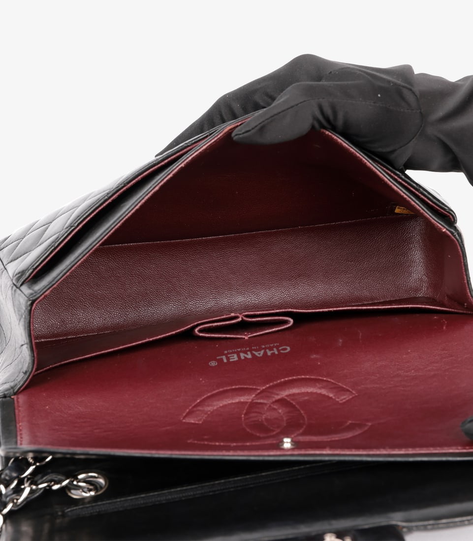 Chanel Black Quilted Lambskin Leather Medium Classic Double Flap Bag - 11