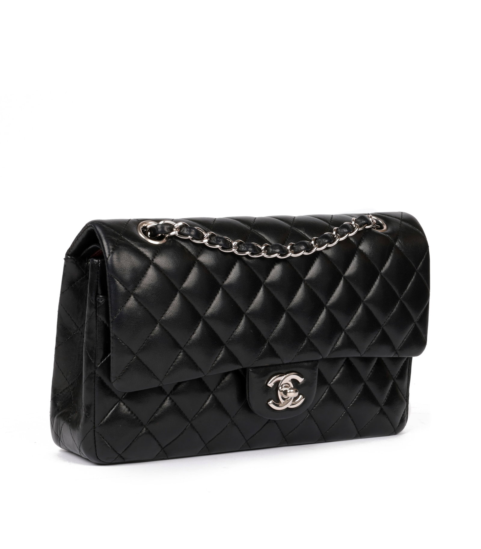 Chanel Black Quilted Lambskin Leather Medium Classic Double Flap Bag - 3