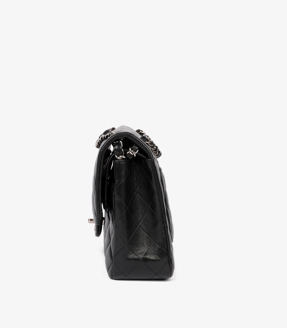 Chanel Black Quilted Lambskin Leather Medium Classic Double Flap Bag - 5