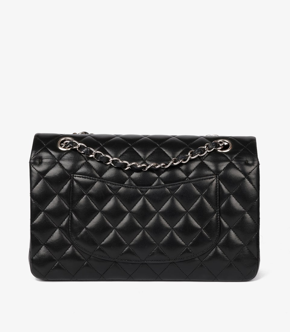 Chanel Black Quilted Lambskin Leather Medium Classic Double Flap Bag - 6