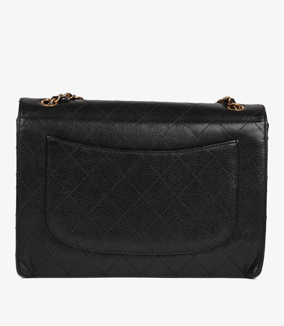 Chanel Black Quilted Caviar Leather Vintage Jumbo Classic Single Flap Bag - 6