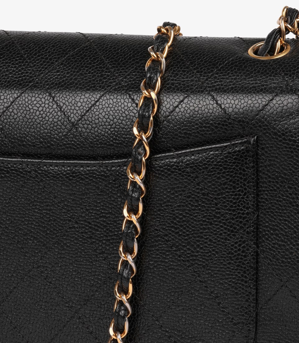 Chanel Black Quilted Caviar Leather Vintage Jumbo Classic Single Flap Bag - 9