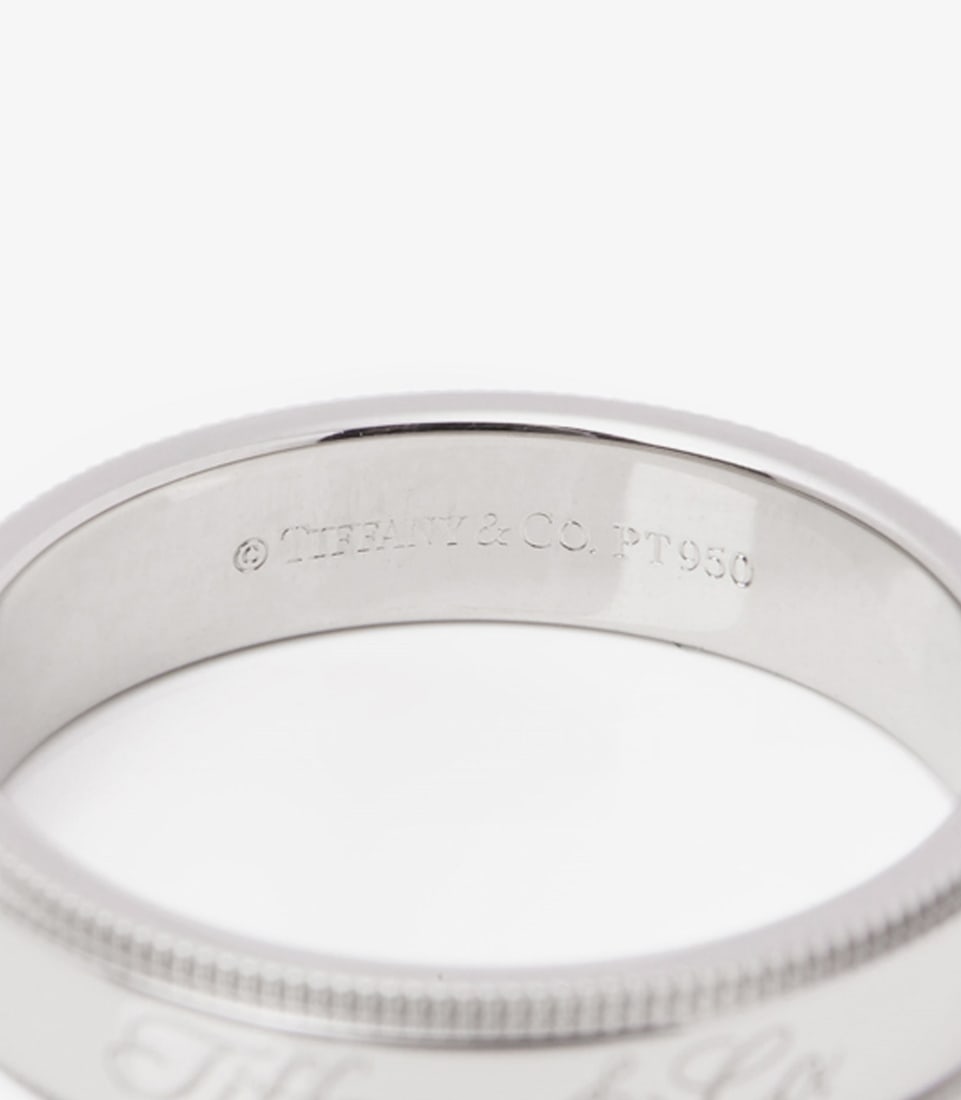 Tiffany & Co. Milgrain Platinum Band Ring - 6