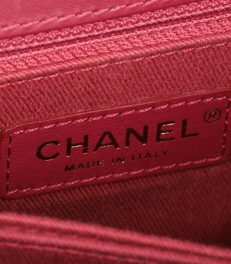 Chanel Red Chevron Aged Calfskin Leather Small Coco Top Handle - 12