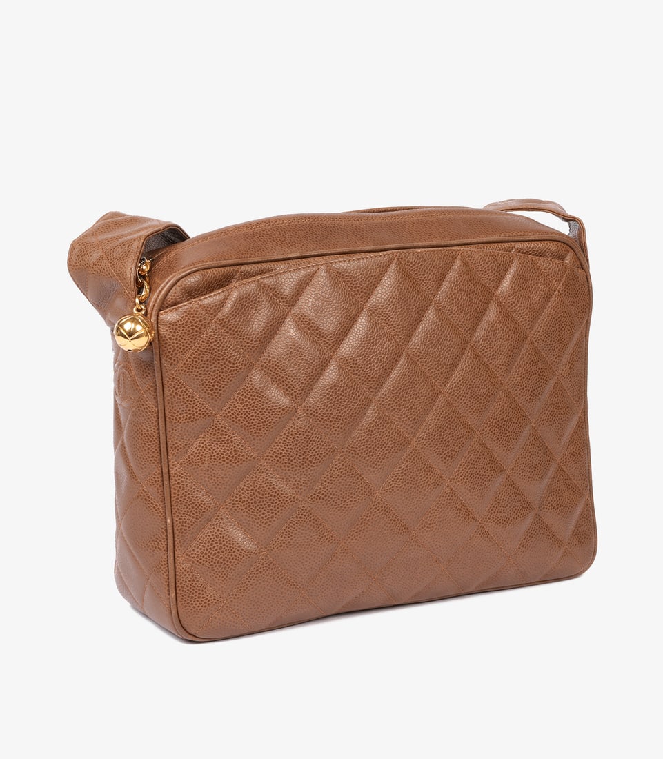 Chanel Brown Quilted Caviar Leather Vintage Timeless Camera Bag - 3