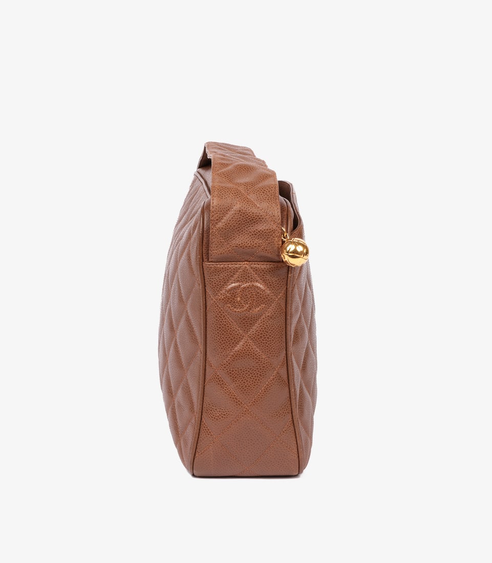 Chanel Brown Quilted Caviar Leather Vintage Timeless Camera Bag - 4