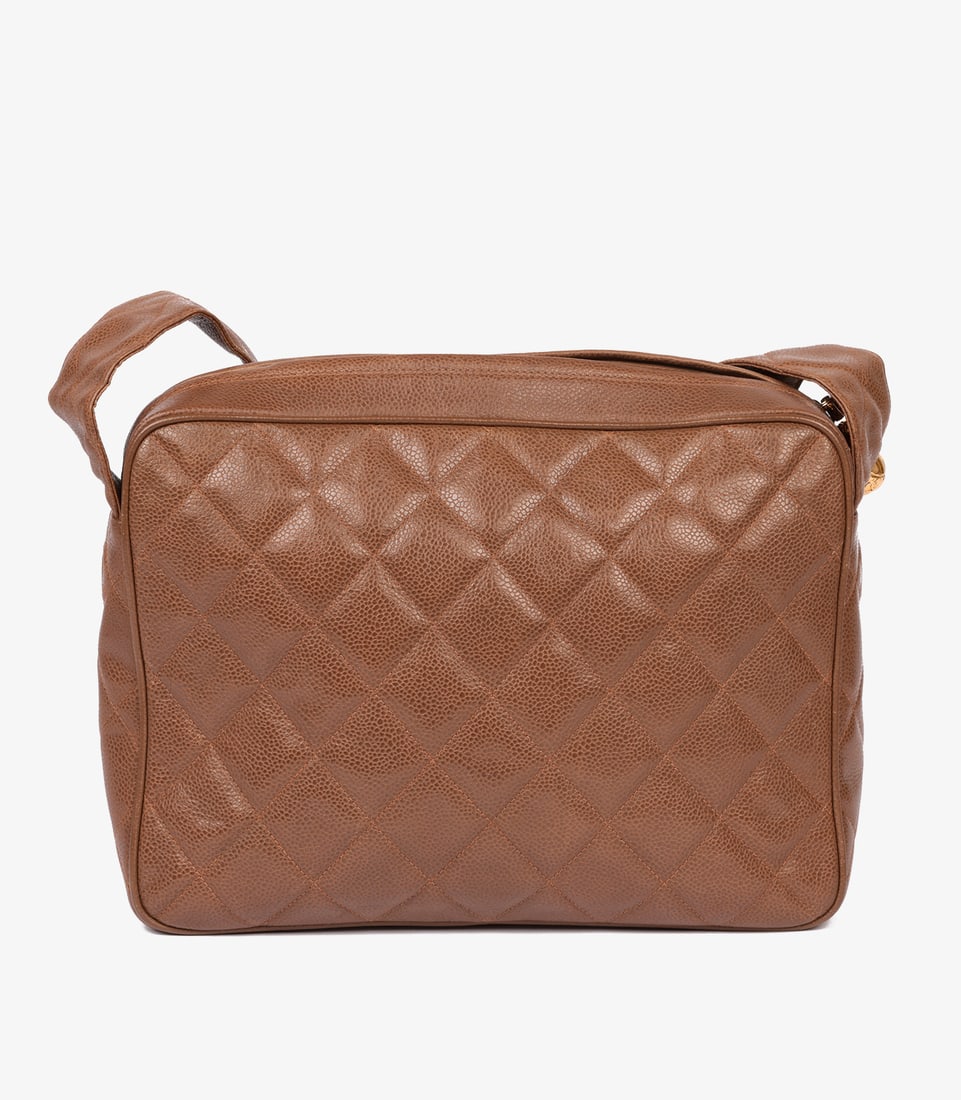 Chanel Brown Quilted Caviar Leather Vintage Timeless Camera Bag - 6