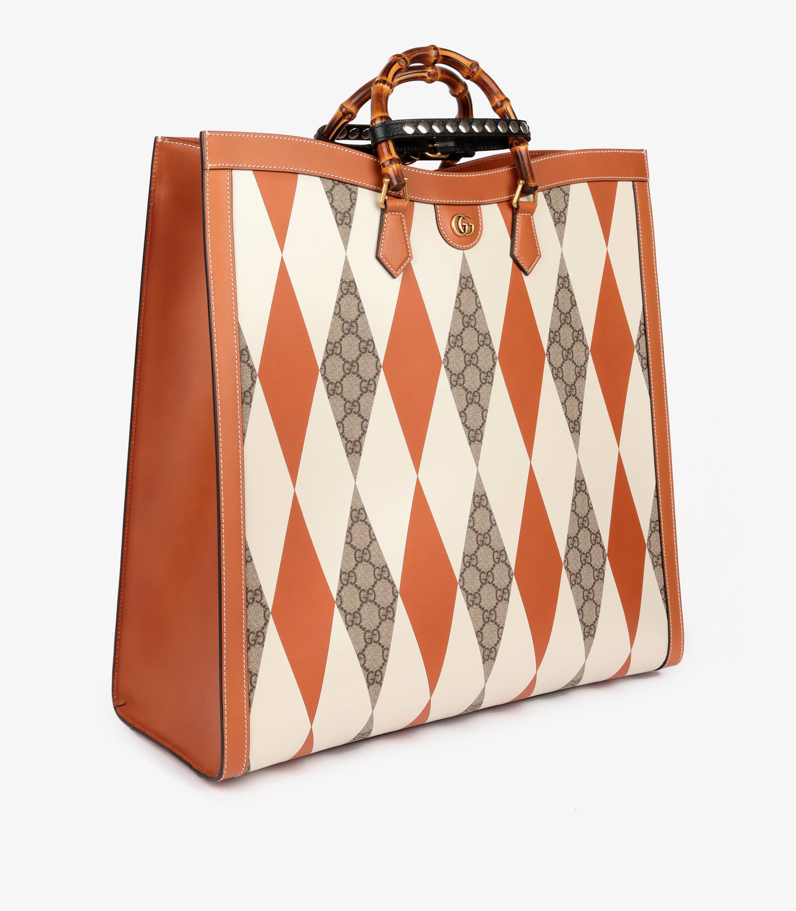 Gucci Brown, White & GG Supreme Coated Canvas Patchwork, Brown Calfskin Leather Maxi Diana - 3