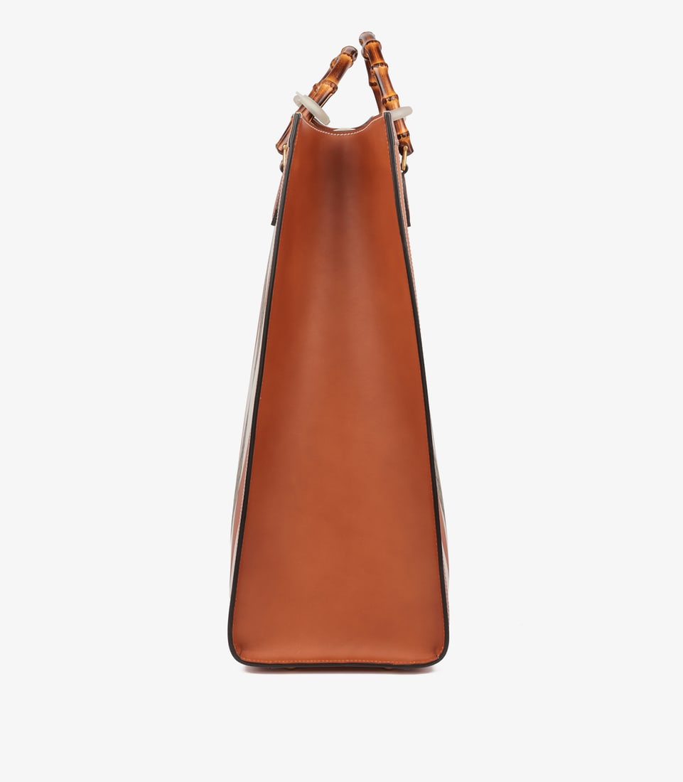Gucci Brown, White & GG Supreme Coated Canvas Patchwork, Brown Calfskin Leather Maxi Diana - 4