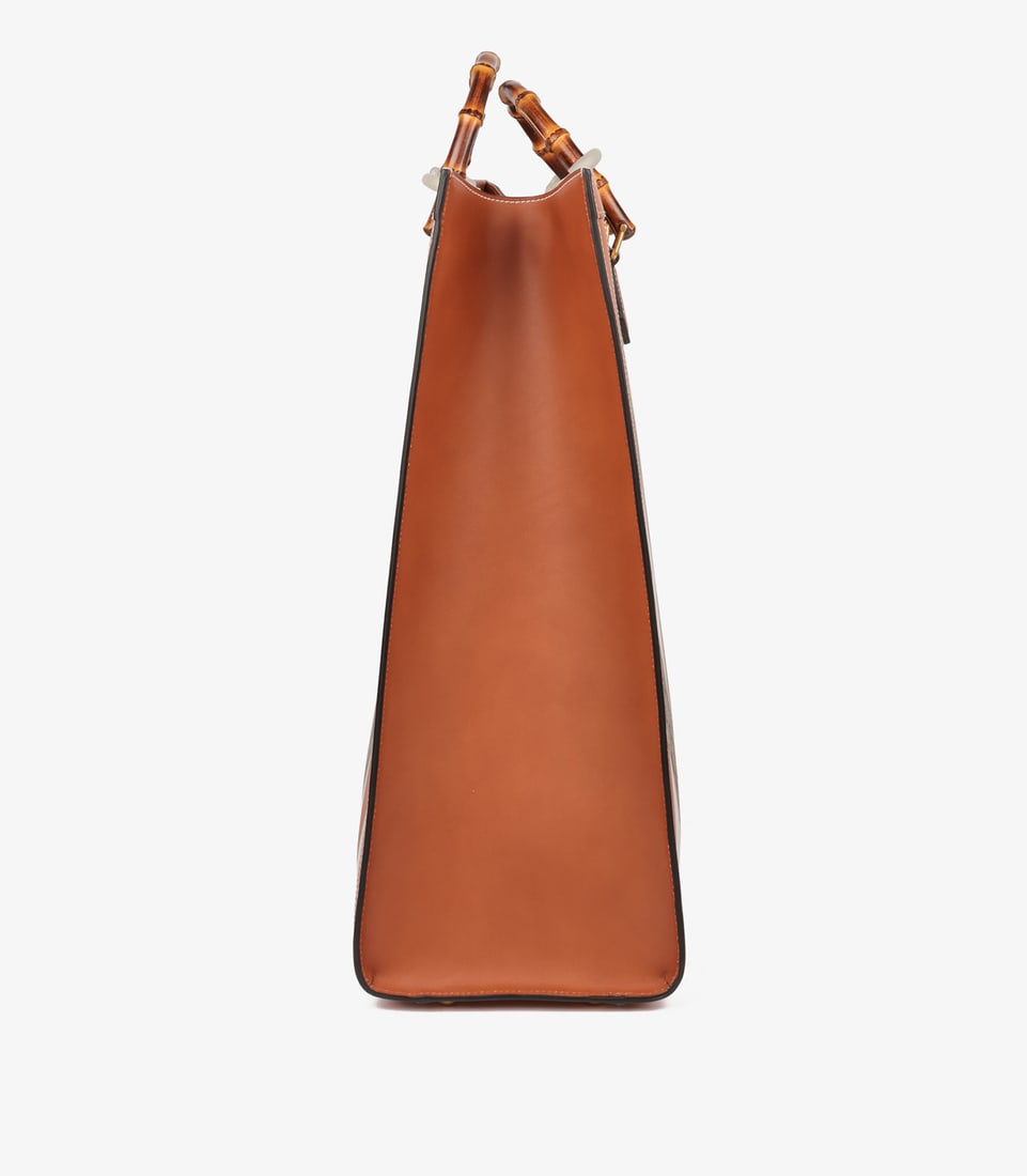 Gucci Brown, White & GG Supreme Coated Canvas Patchwork, Brown Calfskin Leather Maxi Diana - 5