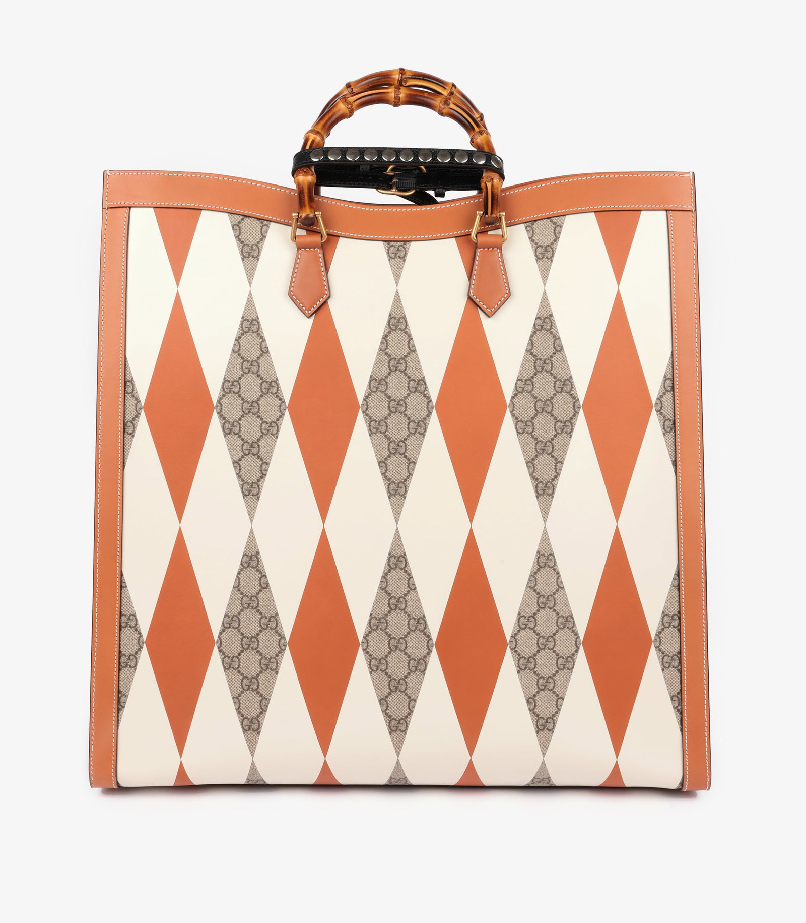 Gucci Brown, White & GG Supreme Coated Canvas Patchwork, Brown Calfskin Leather Maxi Diana - 6