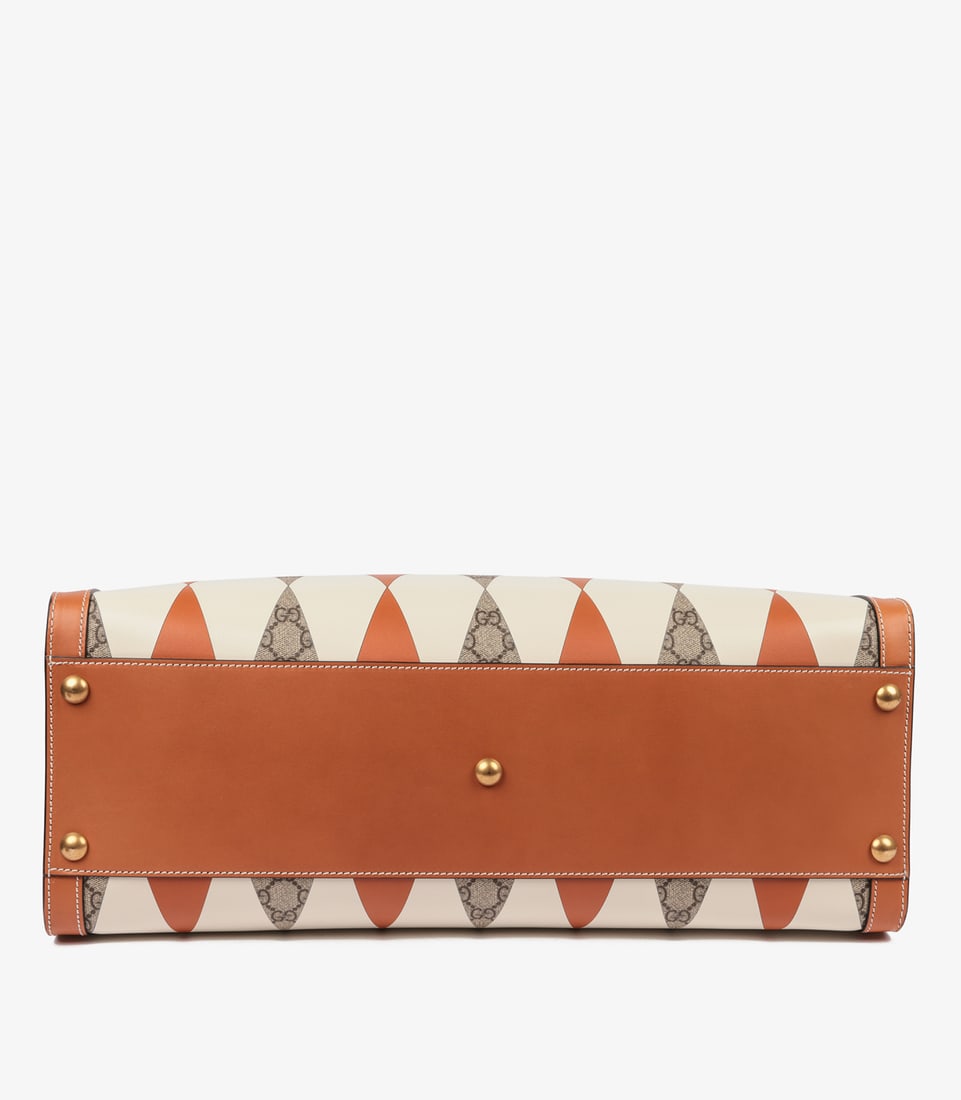 Gucci Brown, White & GG Supreme Coated Canvas Patchwork, Brown Calfskin Leather Maxi Diana - 7